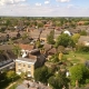 Street view of houses and gardens as seen from St Nicholas Church Tower in May 2017